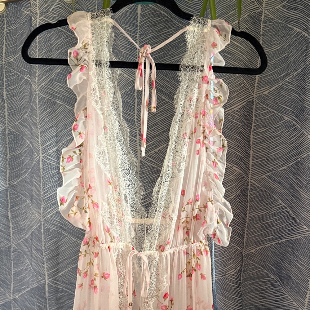 Victoria Secret Floral Lace Trimmed Pink Sleepwear